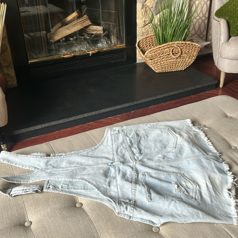 J.NNA‎ Denim Overall Mini Dress Size Small